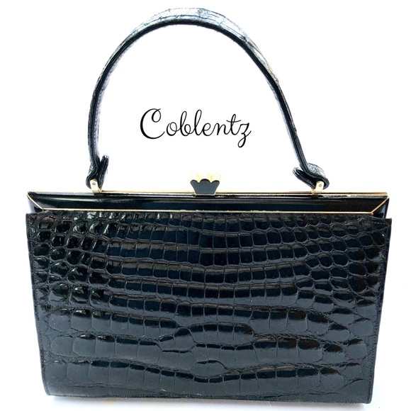 SOLD! Coblentz Women Alligator Black Handbag Purse - Picture 3 of 8
